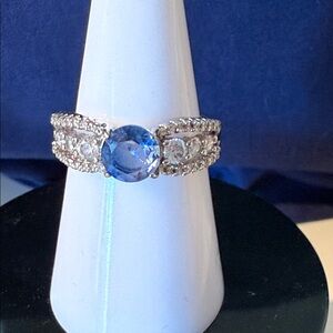 Elegant Silver and Blue Gemstone Ring